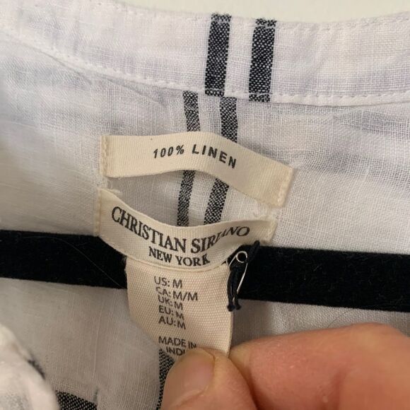 Christian Siriano New York 100% Linen Plaid Button-Up Sleeveless Tunic Top, Med - Picture 6 of 7